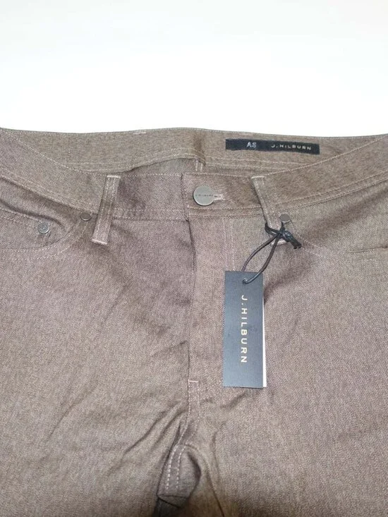 J. Hilburn Mens 5 Pocket Bestretch Slim Pants 31 x 30 NWT Brown Bespoke Low Rise - Picture 2 of 9